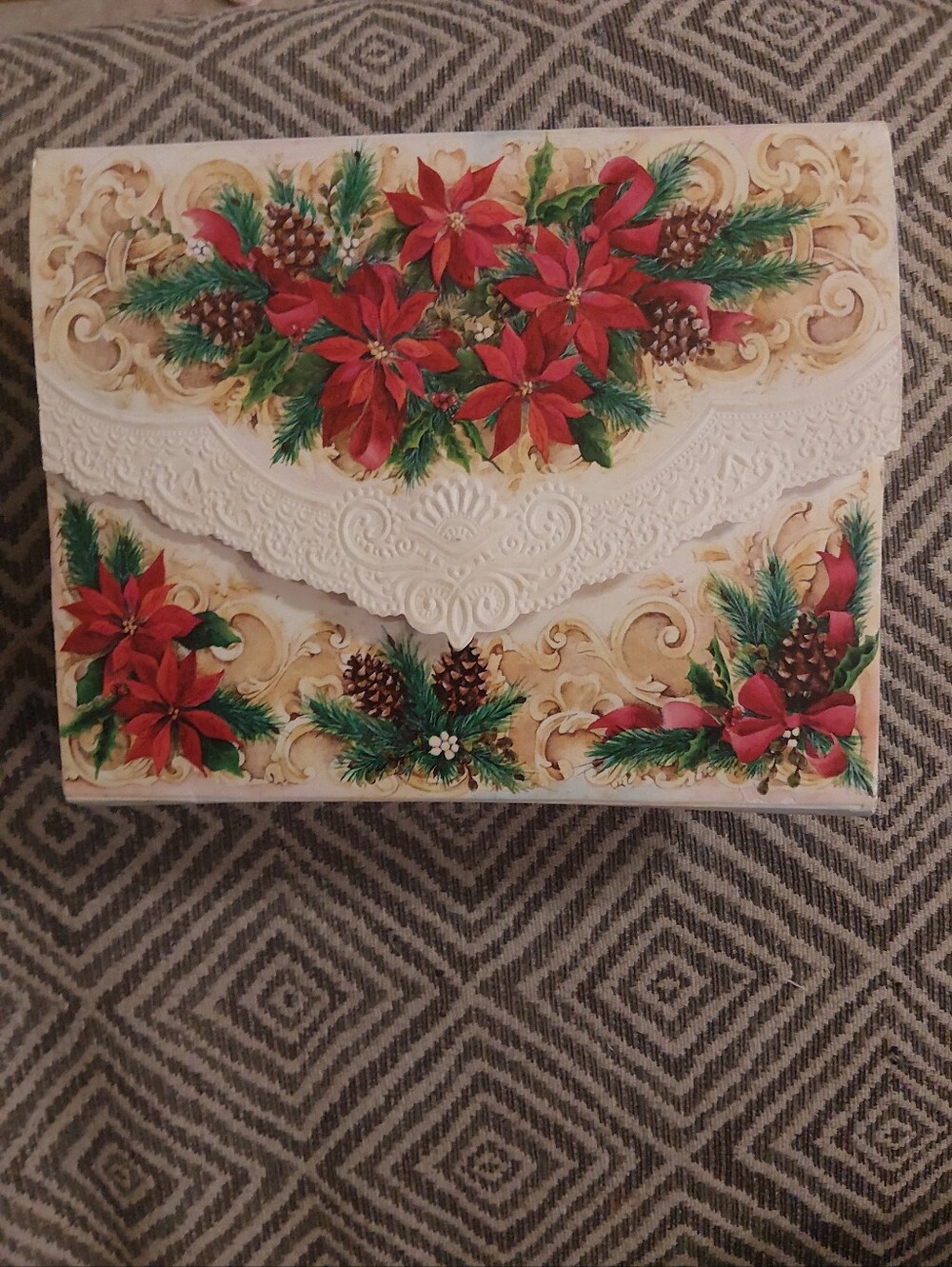 Holiday Poinsettia Decorative Cards & Envelope - Carols Rose Garden Set Of 10